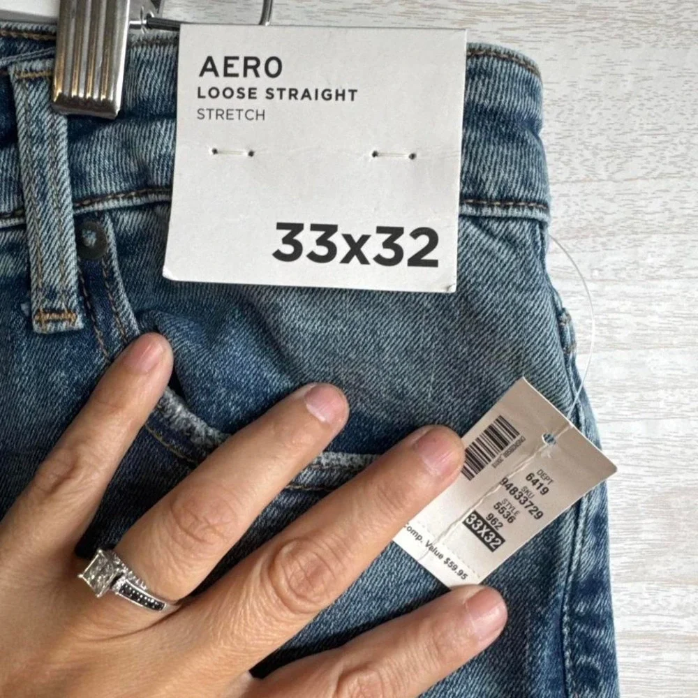 Blue straight leg jeans #casual NWT Aero 33x32